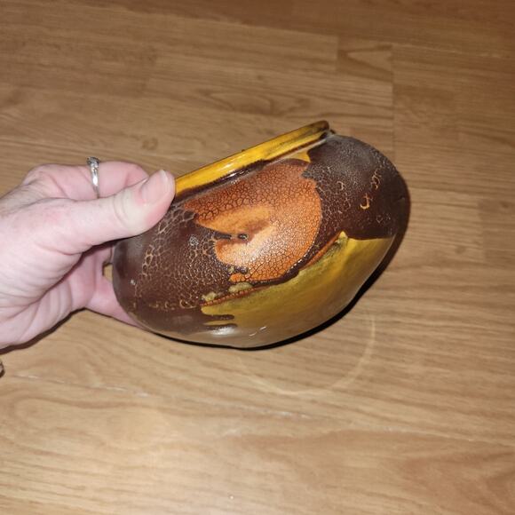 Vtg 70s Royal Hagar Earth Wrap Crackle Lava Glaze Pottery Planter Lot Of 2 Bowls - Picture 12 of 13